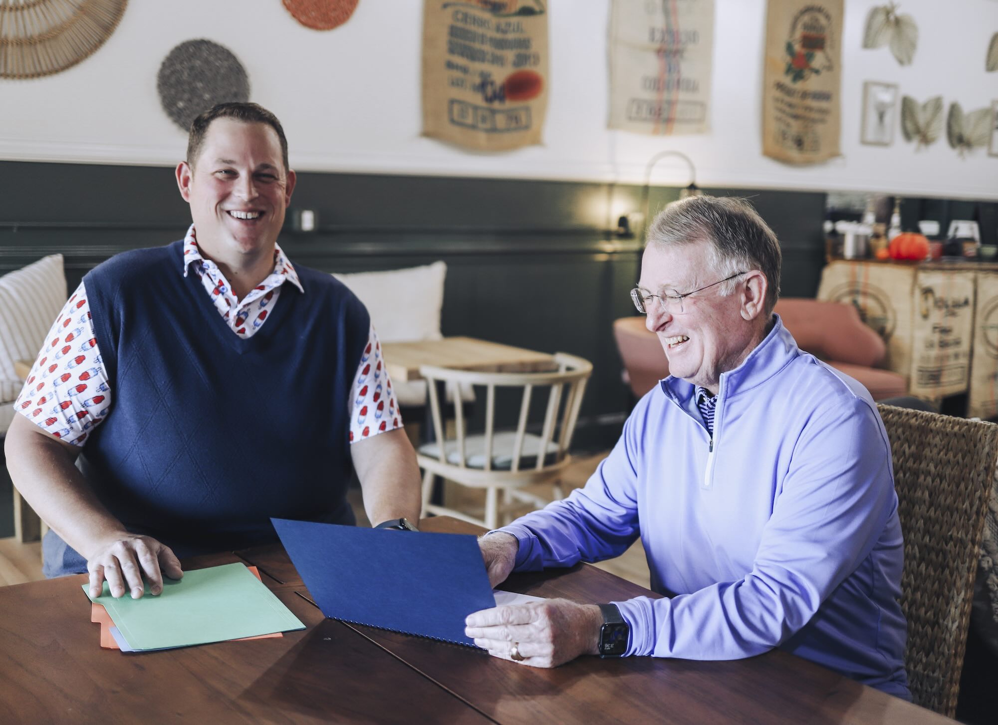 Advisor Nicholas St. George with a client