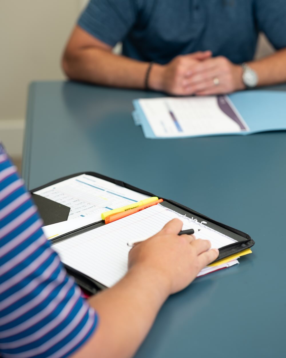 Close up of the advisor with a client